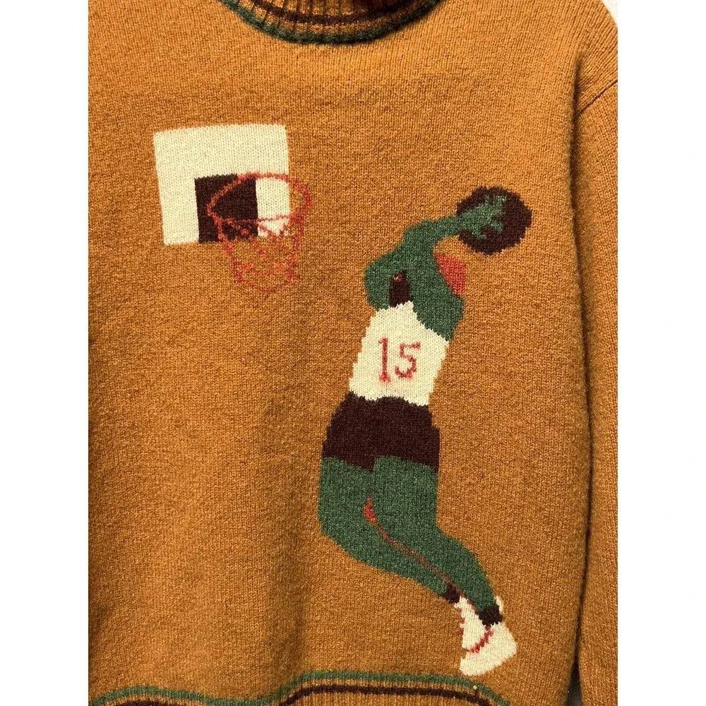 TUCKER KNITS Sweater Basketball print Mock Neck - Picture 7 of 11